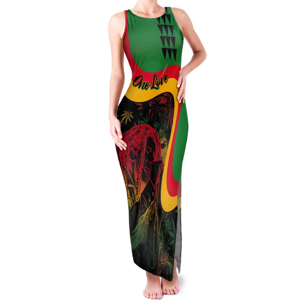 Personalized Legend Reggae Marley Tank Maxi Dress Kakau Jawaiian - Wonder Print Shop