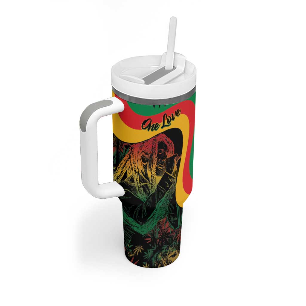 Personalized Legend Reggae Marley Tumbler With Handle Kakau Jawaiian - Wonder Print Shop