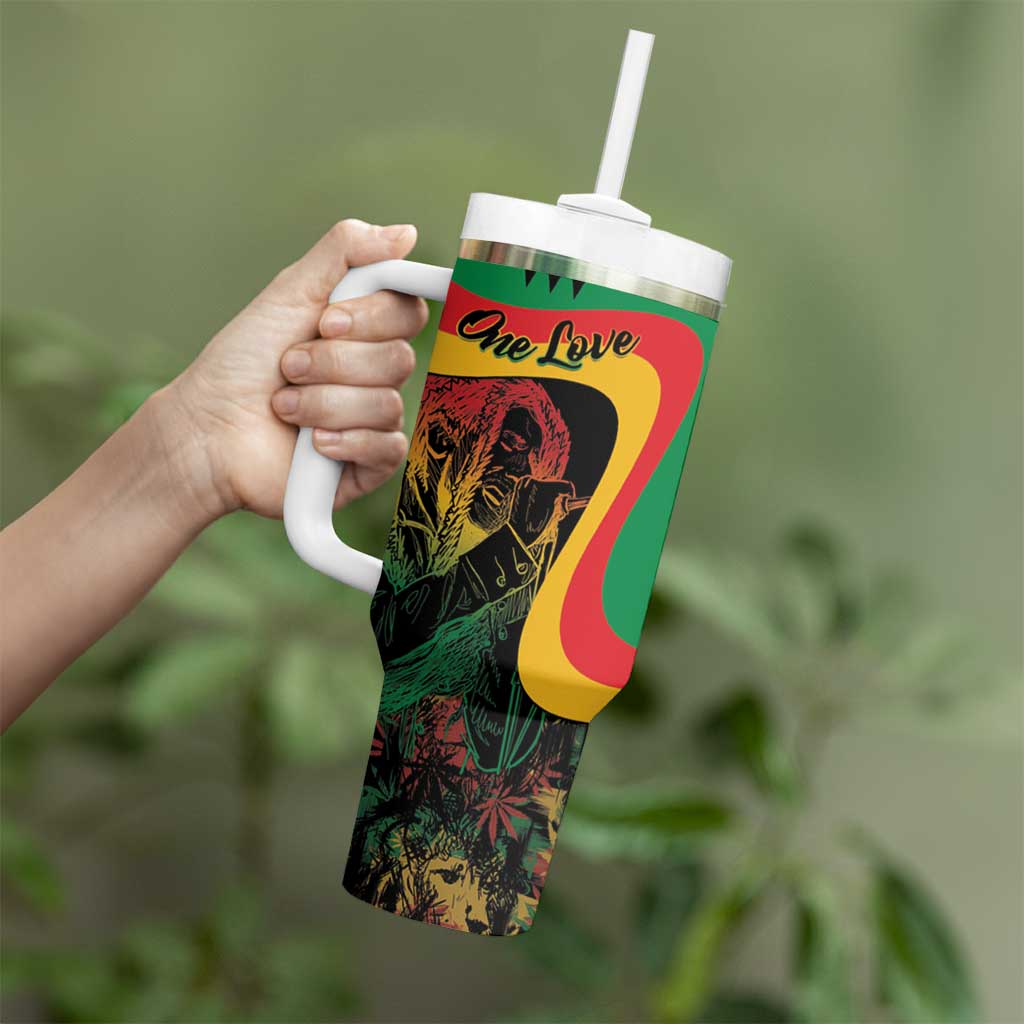 Personalized Legend Reggae Marley Tumbler With Handle Kakau Jawaiian - Wonder Print Shop