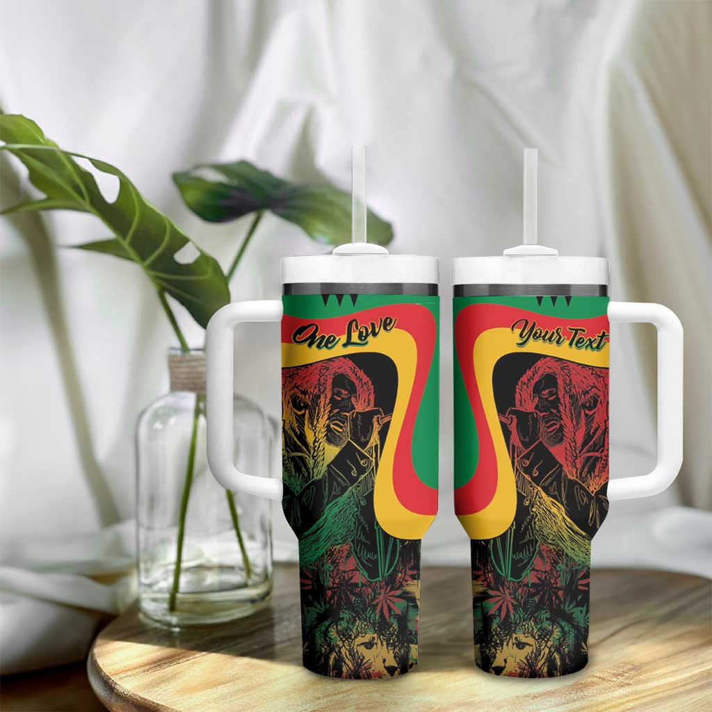 Personalized Legend Reggae Marley Tumbler With Handle Kakau Jawaiian - Wonder Print Shop