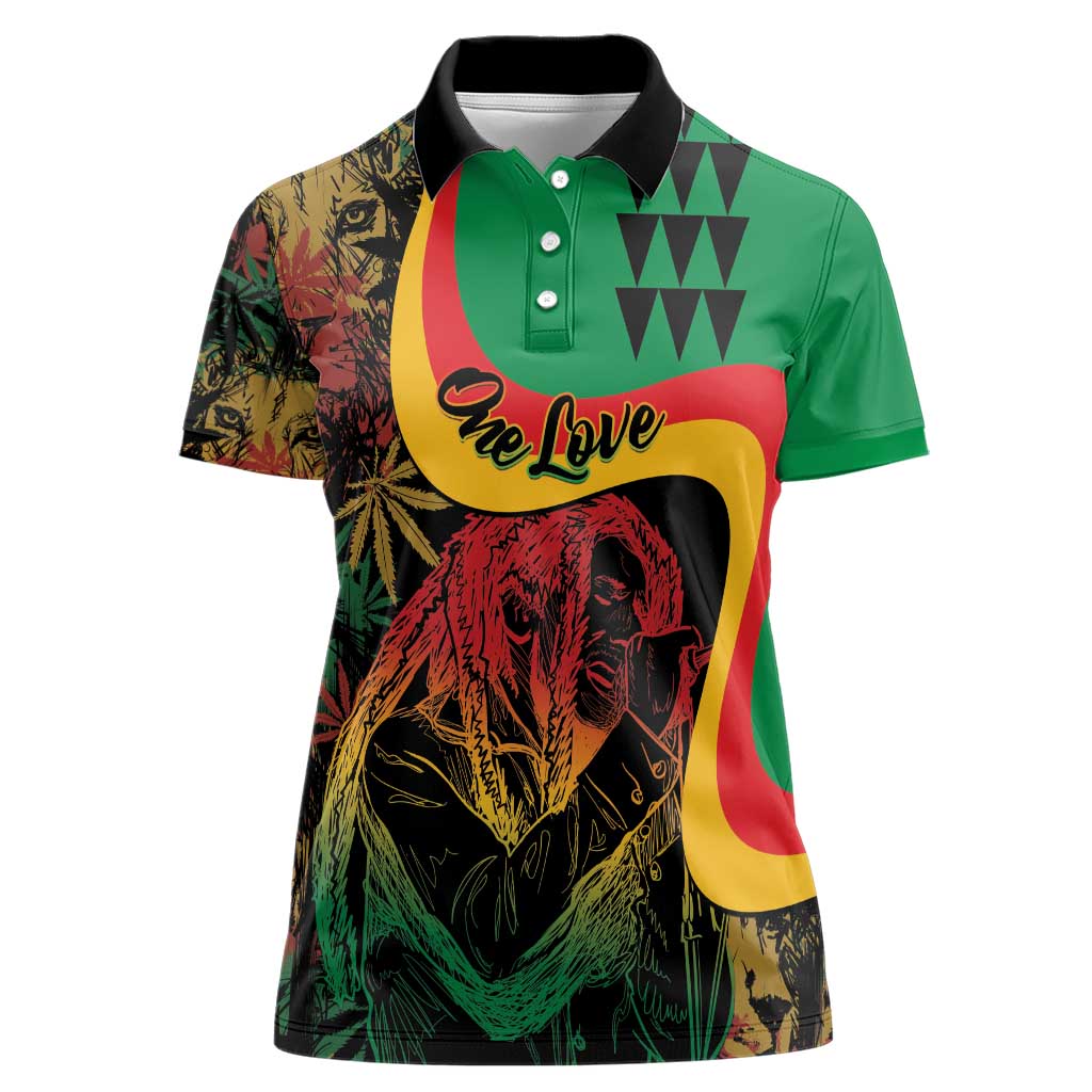 Personalized Legend Reggae Marley Women Polo Shirt Kakau Jawaiian - Wonder Print Shop
