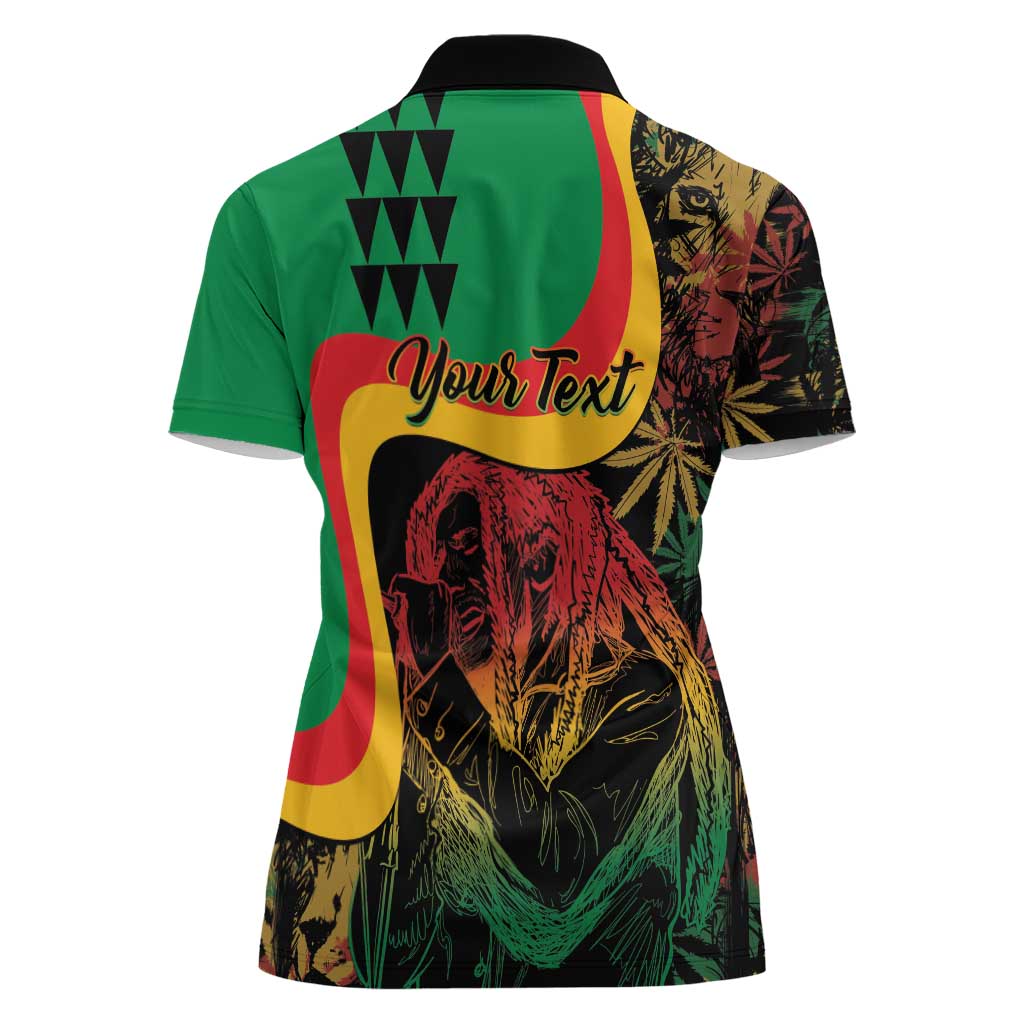 Personalized Legend Reggae Marley Women Polo Shirt Kakau Jawaiian - Wonder Print Shop