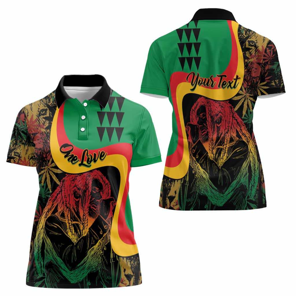 Personalized Legend Reggae Marley Women Polo Shirt Kakau Jawaiian - Wonder Print Shop