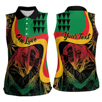 Personalized Legend Reggae Marley Women Sleeveless Polo Shirt Kakau Jawaiian - Wonder Print Shop