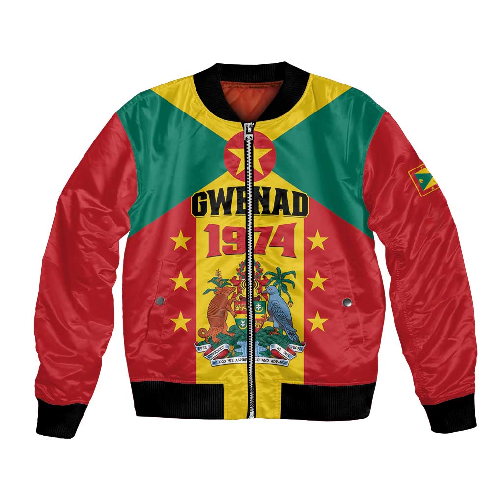Personalized Gwenad Bomber Jacket Grenada Coat Of Arms Flag Style