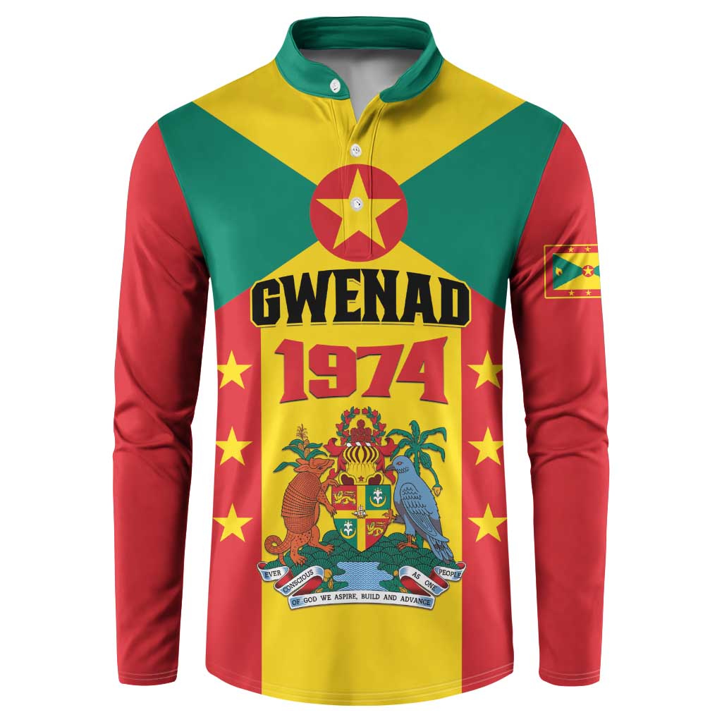 Personalized Gwenad Button Sweatshirt Grenada Coat Of Arms Flag Style