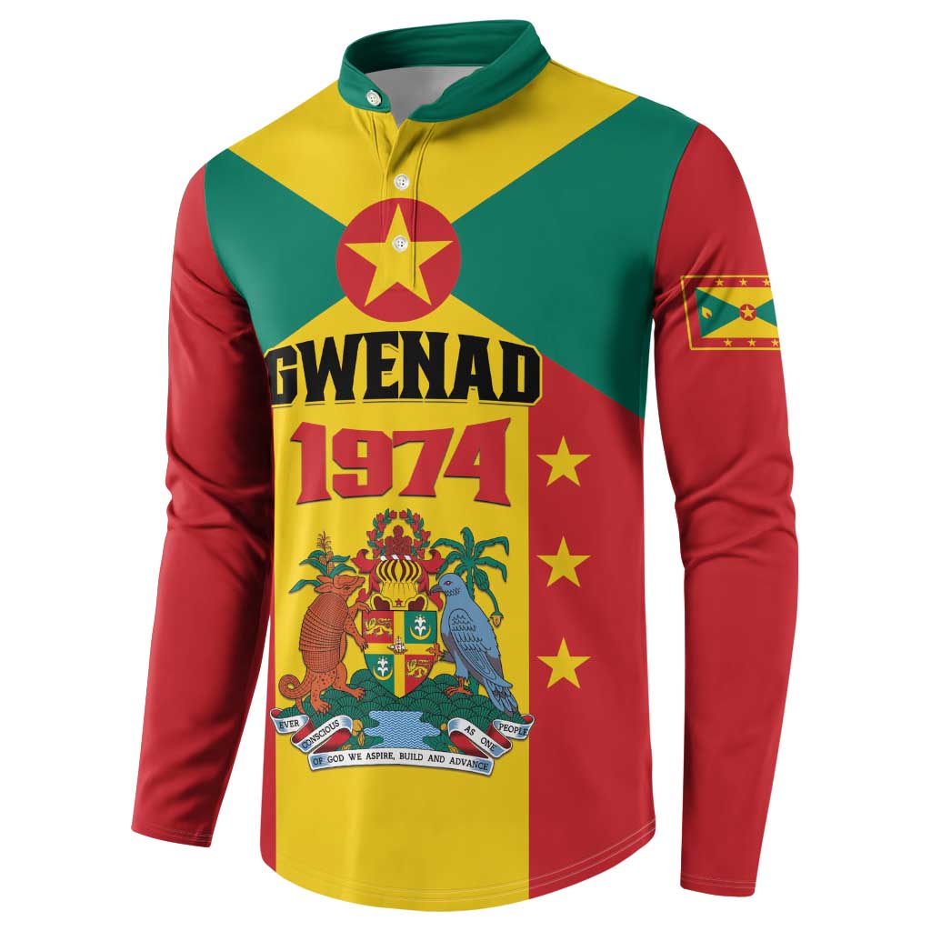 Personalized Gwenad Button Sweatshirt Grenada Coat Of Arms Flag Style
