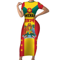 Personalized Gwenad Family Matching Short Sleeve Bodycon Dress and Hawaiian Shirt Grenada Coat Of Arms Flag Style