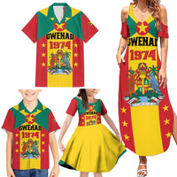 Personalized Gwenad Family Matching Summer Maxi Dress and Hawaiian Shirt Grenada Coat Of Arms Flag Style
