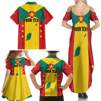 Personalized Gwenad Family Matching Summer Maxi Dress and Hawaiian Shirt Grenada Coat Of Arms Flag Style