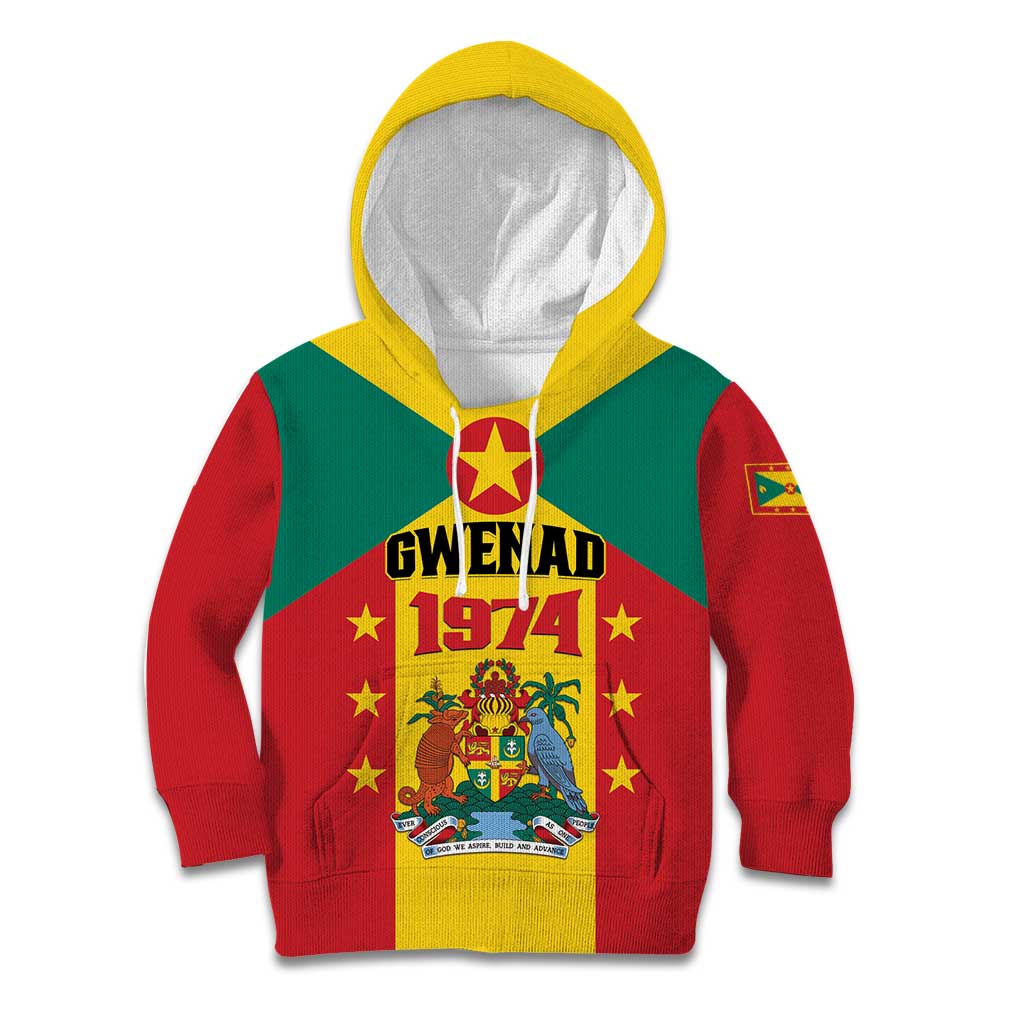 Personalized Gwenad Kid Hoodie Grenada Coat Of Arms Flag Style