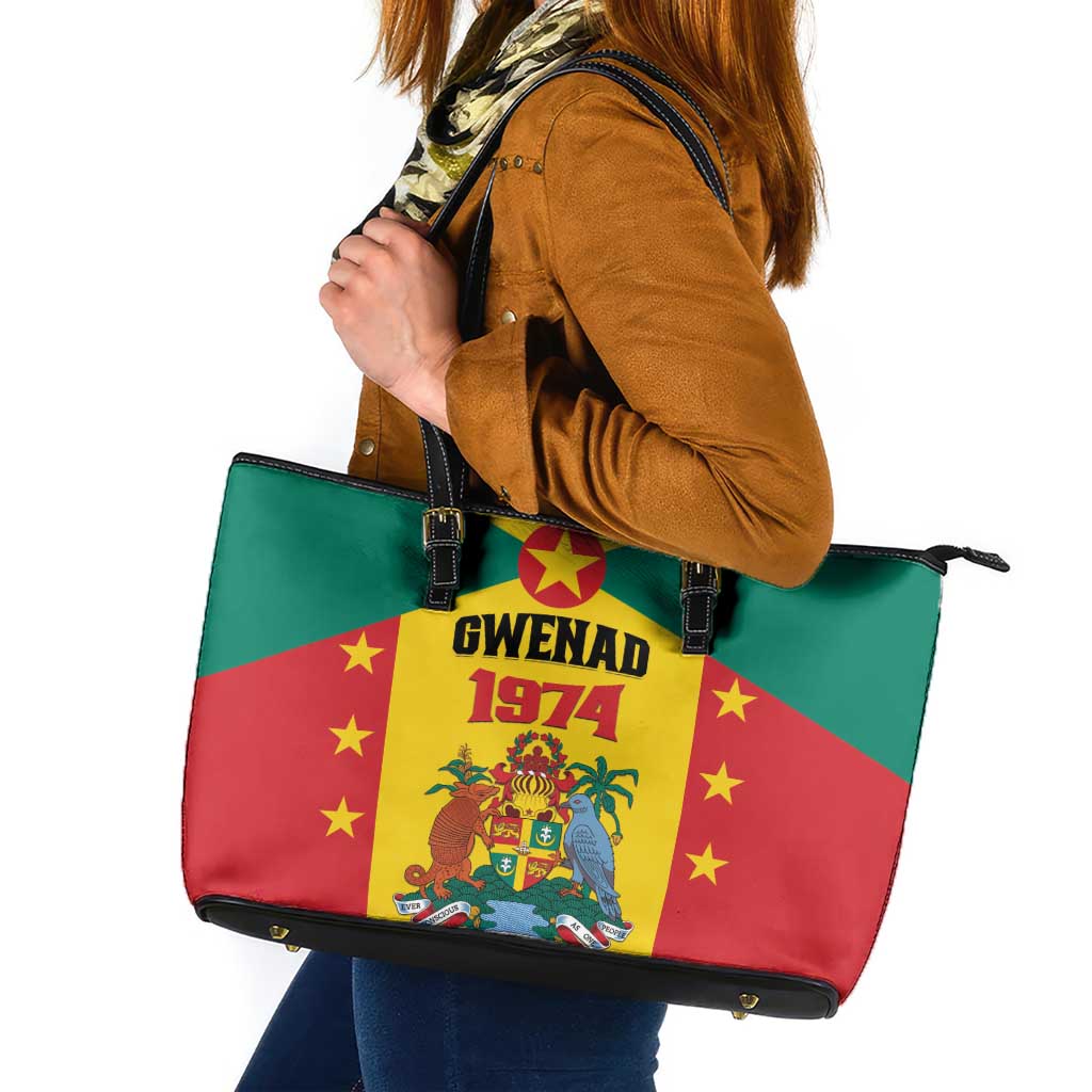 Gwenad Leather Tote Bag Grenada Coat Of Arms Flag Style