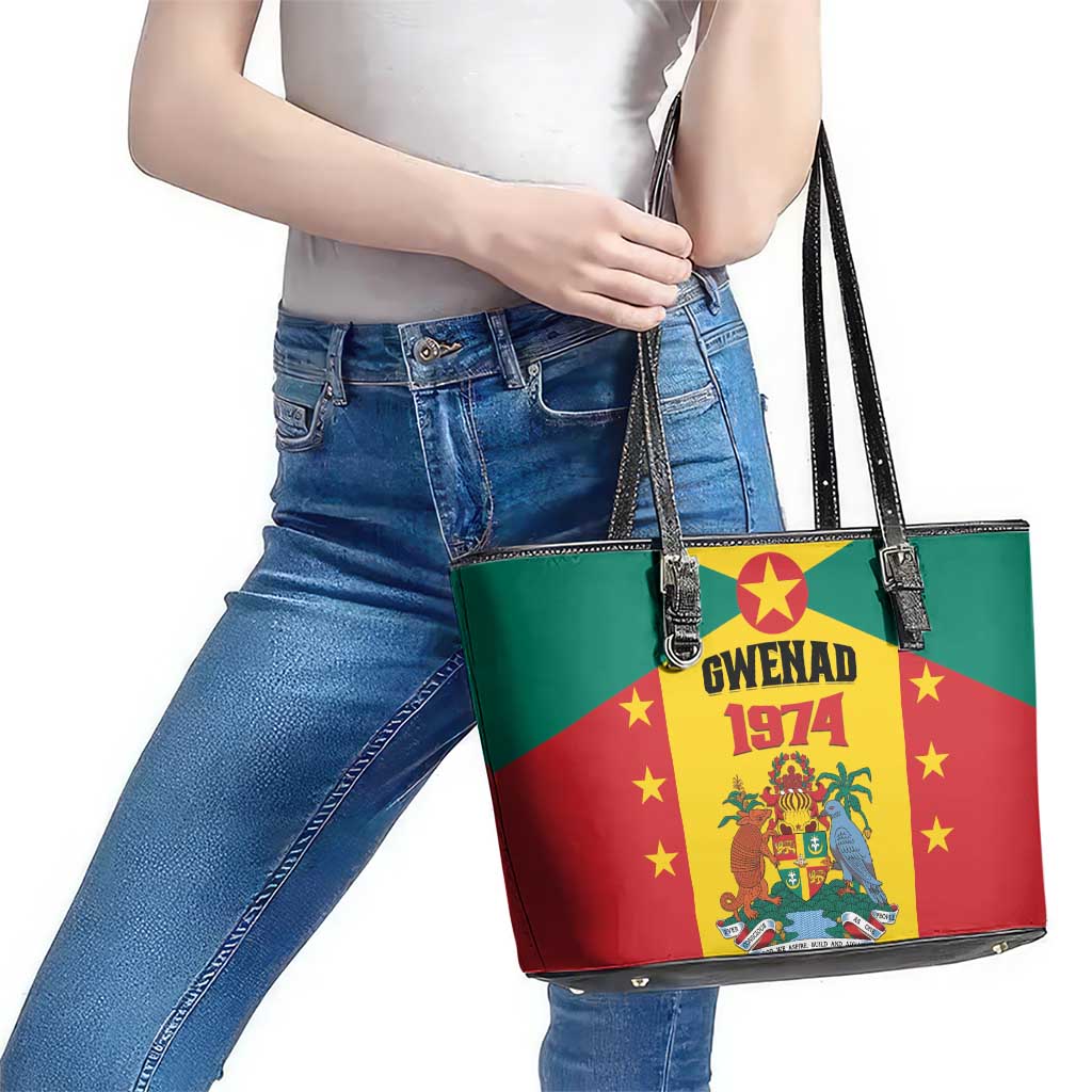 Gwenad Leather Tote Bag Grenada Coat Of Arms Flag Style