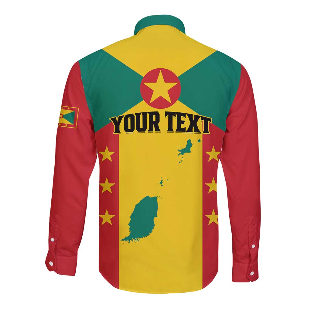 Personalized Gwenad Long Sleeve Button Shirt Grenada Coat Of Arms Flag Style