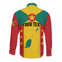 Personalized Gwenad Long Sleeve Button Shirt Grenada Coat Of Arms Flag Style