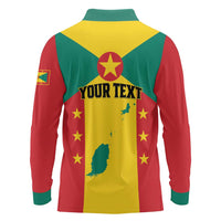 Personalized Gwenad Long Sleeve Polo Shirt Grenada Coat Of Arms Flag Style