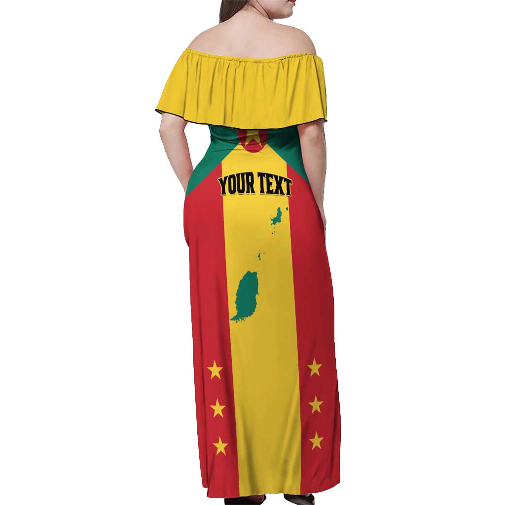 Personalized Gwenad Off Shoulder Maxi Dress Grenada Coat Of Arms Flag Style