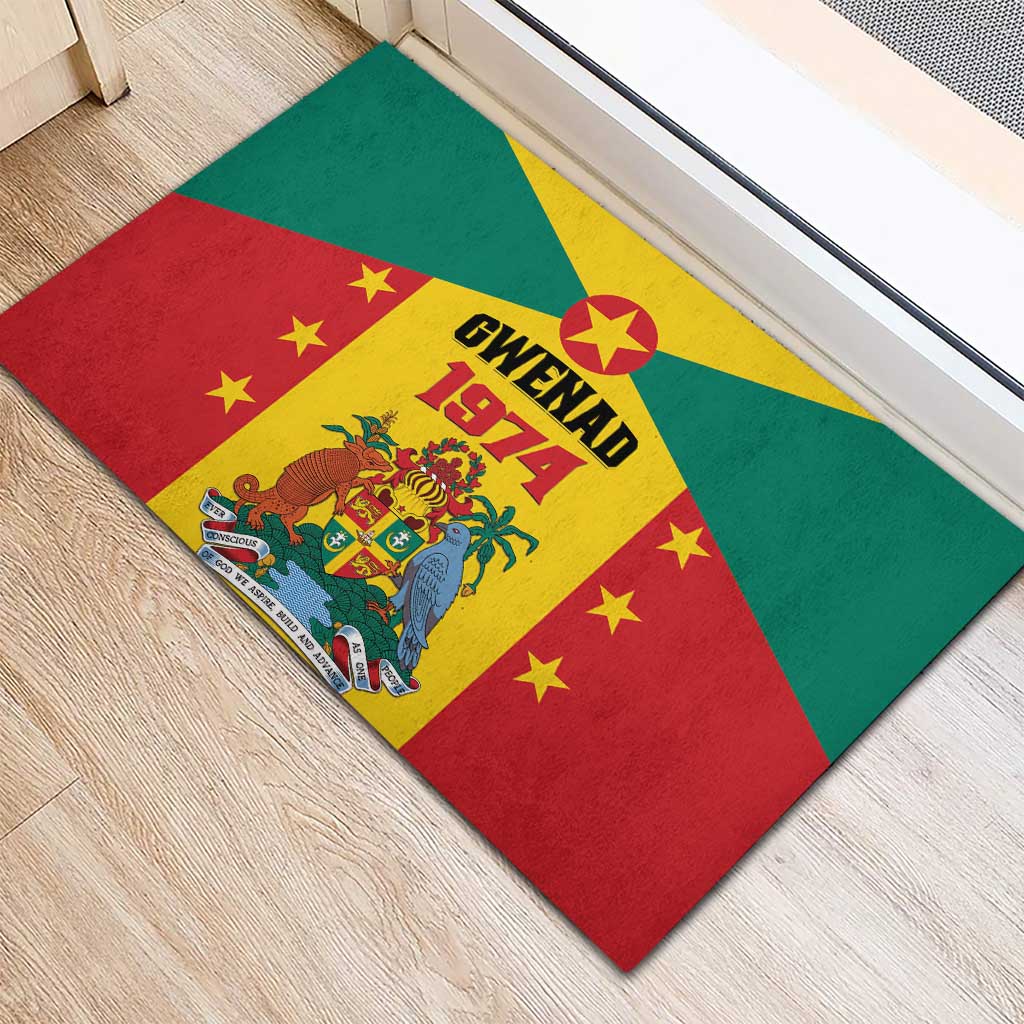 Gwenad Rubber Doormat Grenada Coat Of Arms Flag Style - Wonder Print Shop