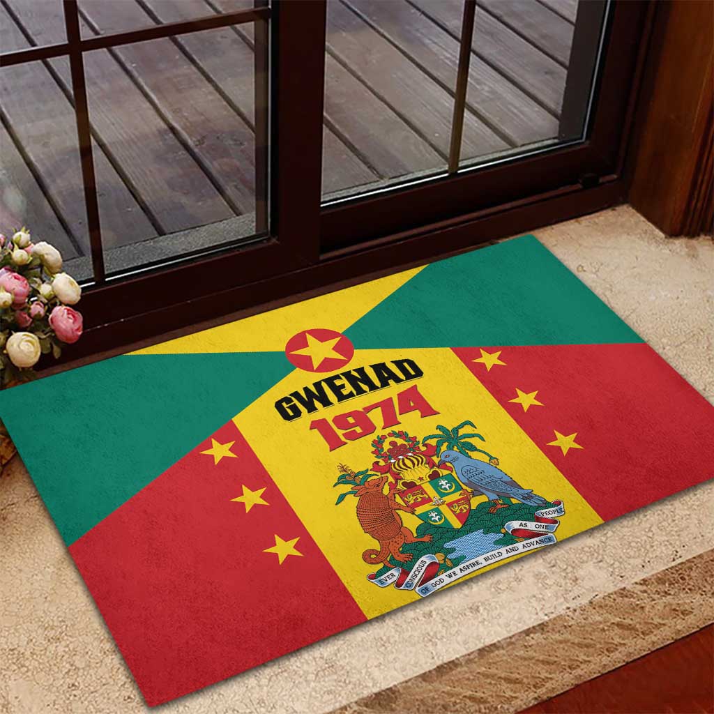 Gwenad Rubber Doormat Grenada Coat Of Arms Flag Style - Wonder Print Shop