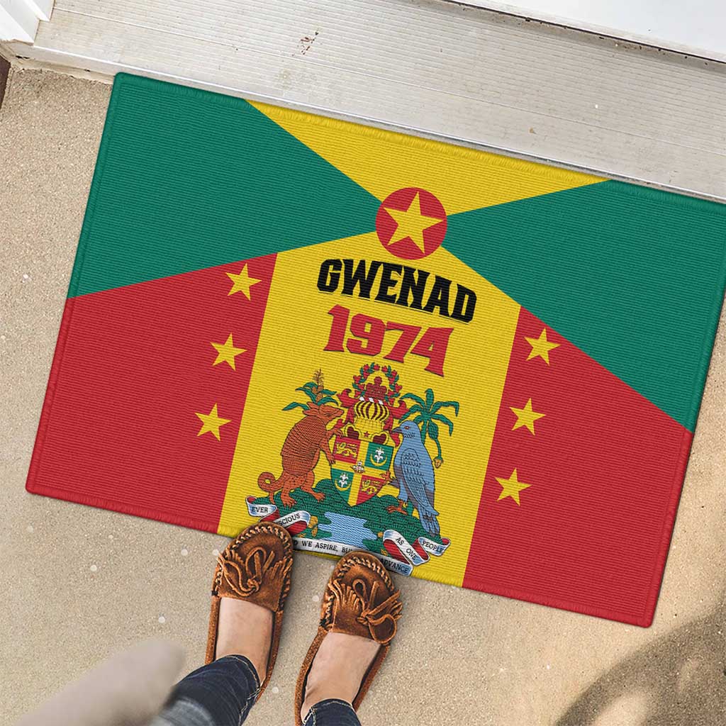 Gwenad Rubber Doormat Grenada Coat Of Arms Flag Style - Wonder Print Shop