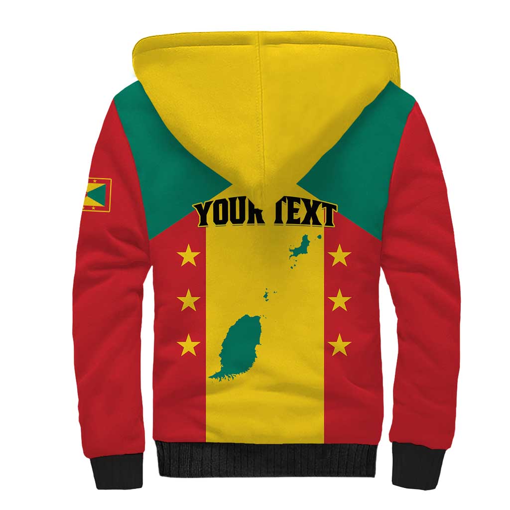 Personalized Gwenad Sherpa Hoodie Grenada Coat Of Arms Flag Style - Wonder Print Shop