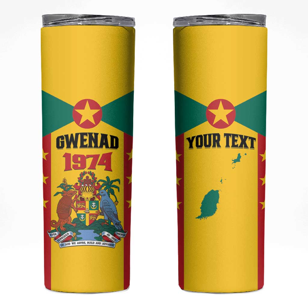 Personalized Gwenad Skinny Tumbler Grenada Coat Of Arms Flag Style - Wonder Print Shop
