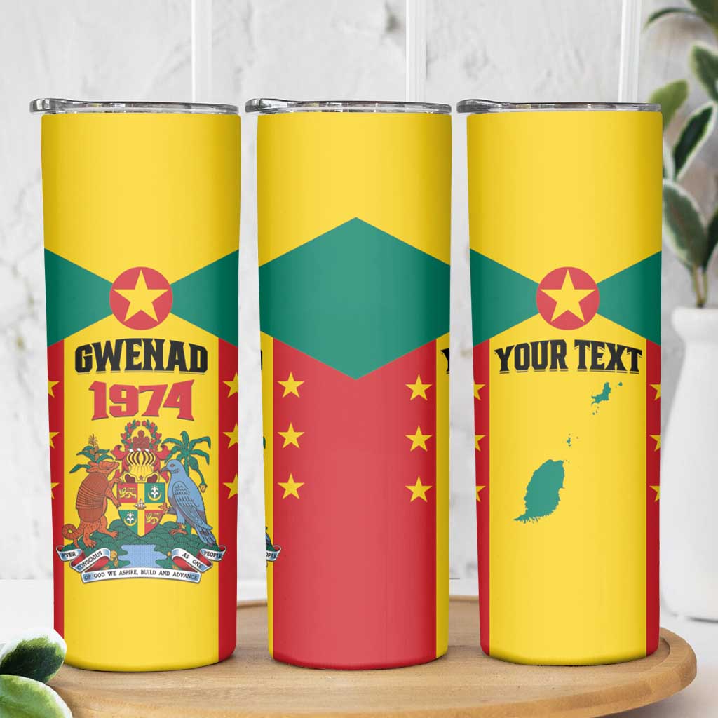 Personalized Gwenad Skinny Tumbler Grenada Coat Of Arms Flag Style - Wonder Print Shop