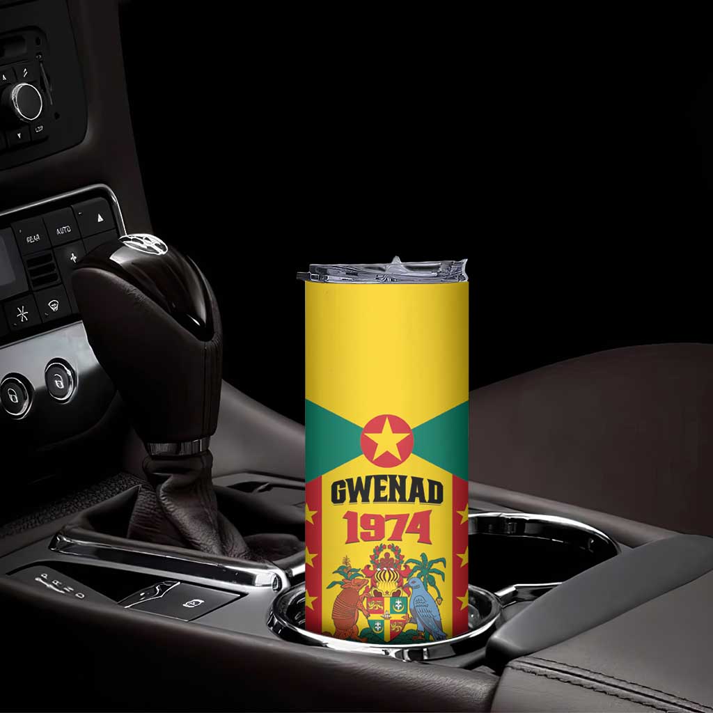 Personalized Gwenad Skinny Tumbler Grenada Coat Of Arms Flag Style - Wonder Print Shop