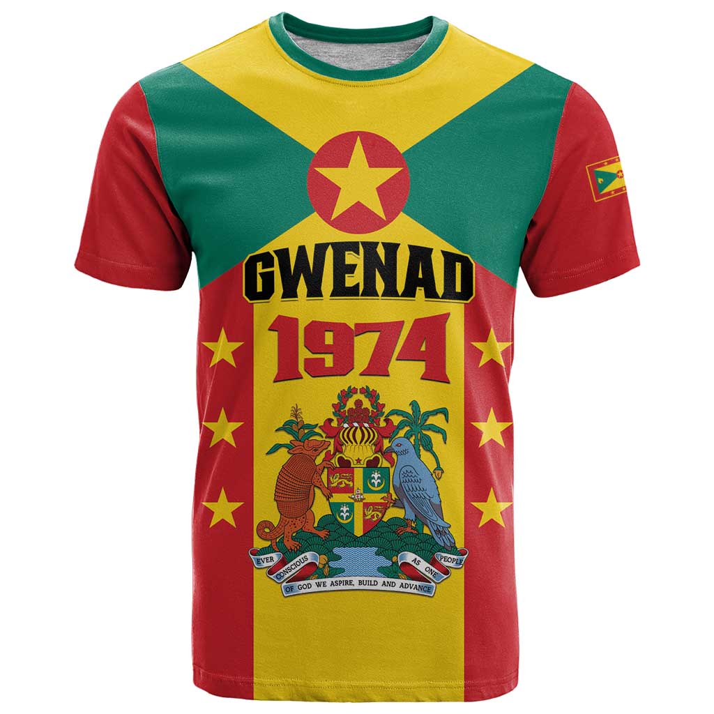 Personalized Gwenad T Shirt Grenada Coat Of Arms Flag Style - Wonder Print Shop