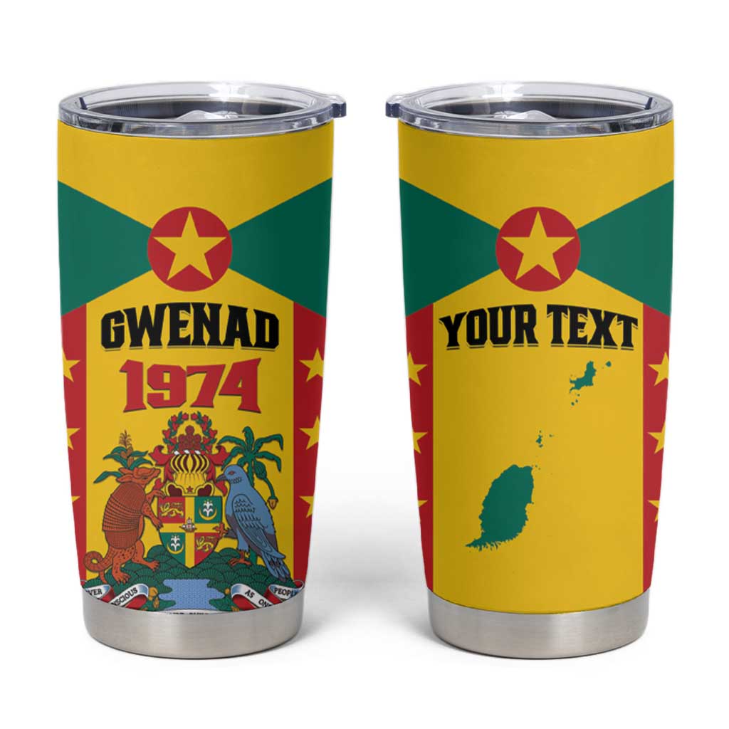Personalized Gwenad Tumbler Cup Grenada Coat Of Arms Flag Style - Wonder Print Shop