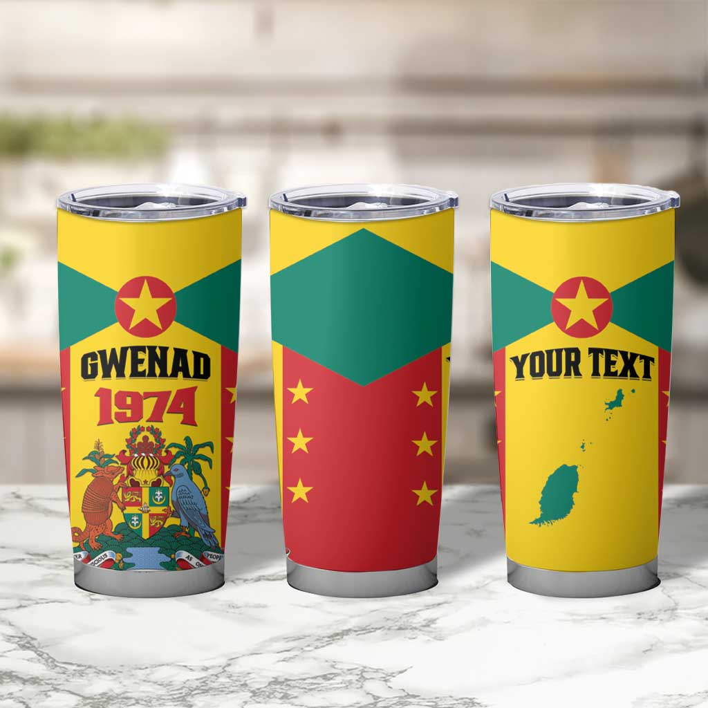 Personalized Gwenad Tumbler Cup Grenada Coat Of Arms Flag Style - Wonder Print Shop