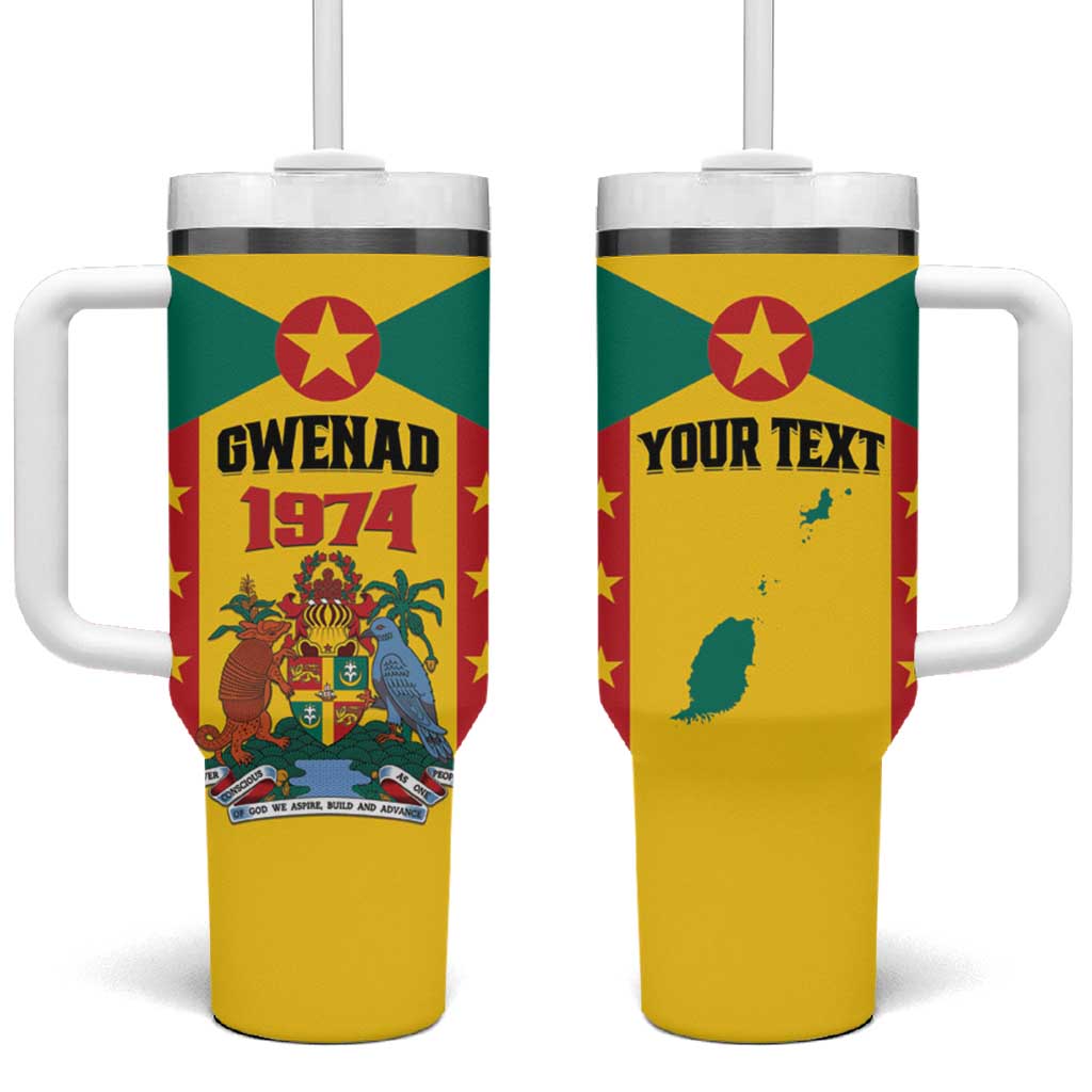Personalized Gwenad Tumbler With Handle Grenada Coat Of Arms Flag Style - Wonder Print Shop