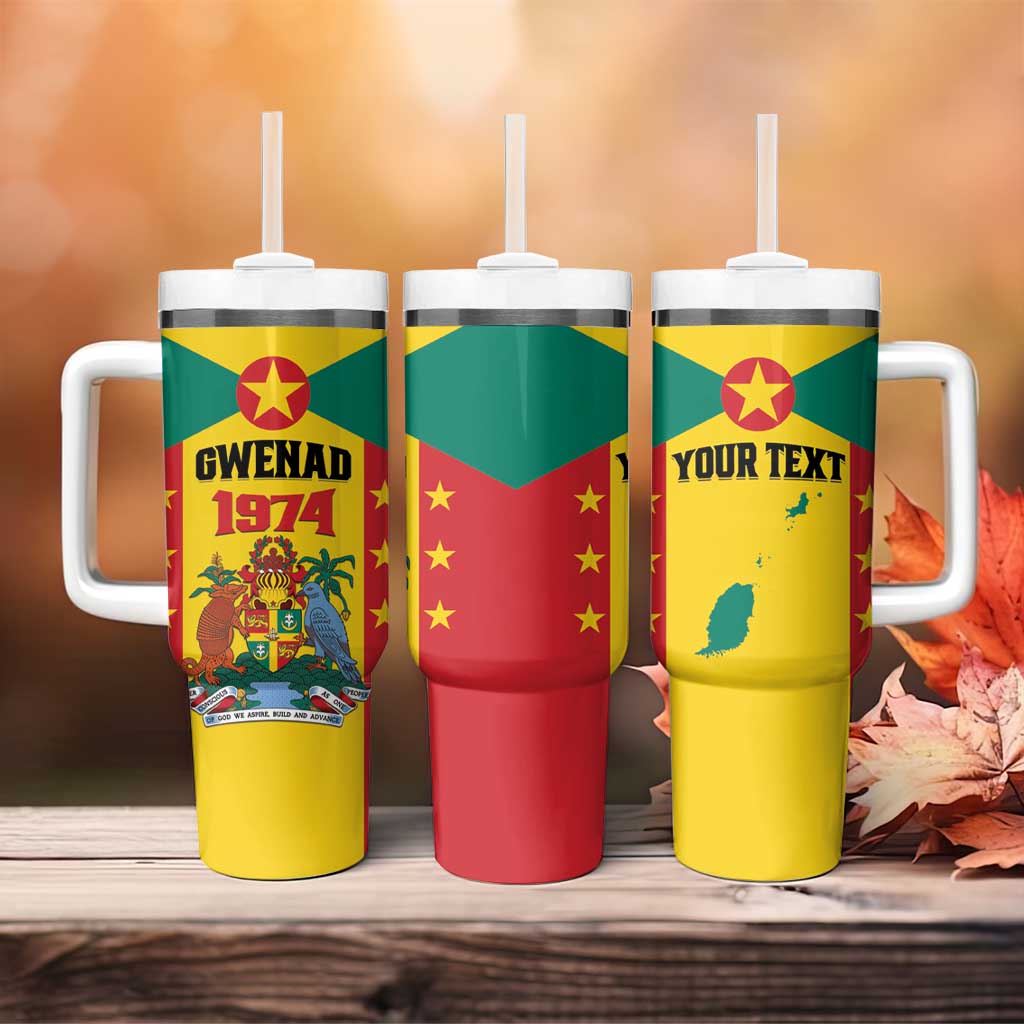 Personalized Gwenad Tumbler With Handle Grenada Coat Of Arms Flag Style - Wonder Print Shop