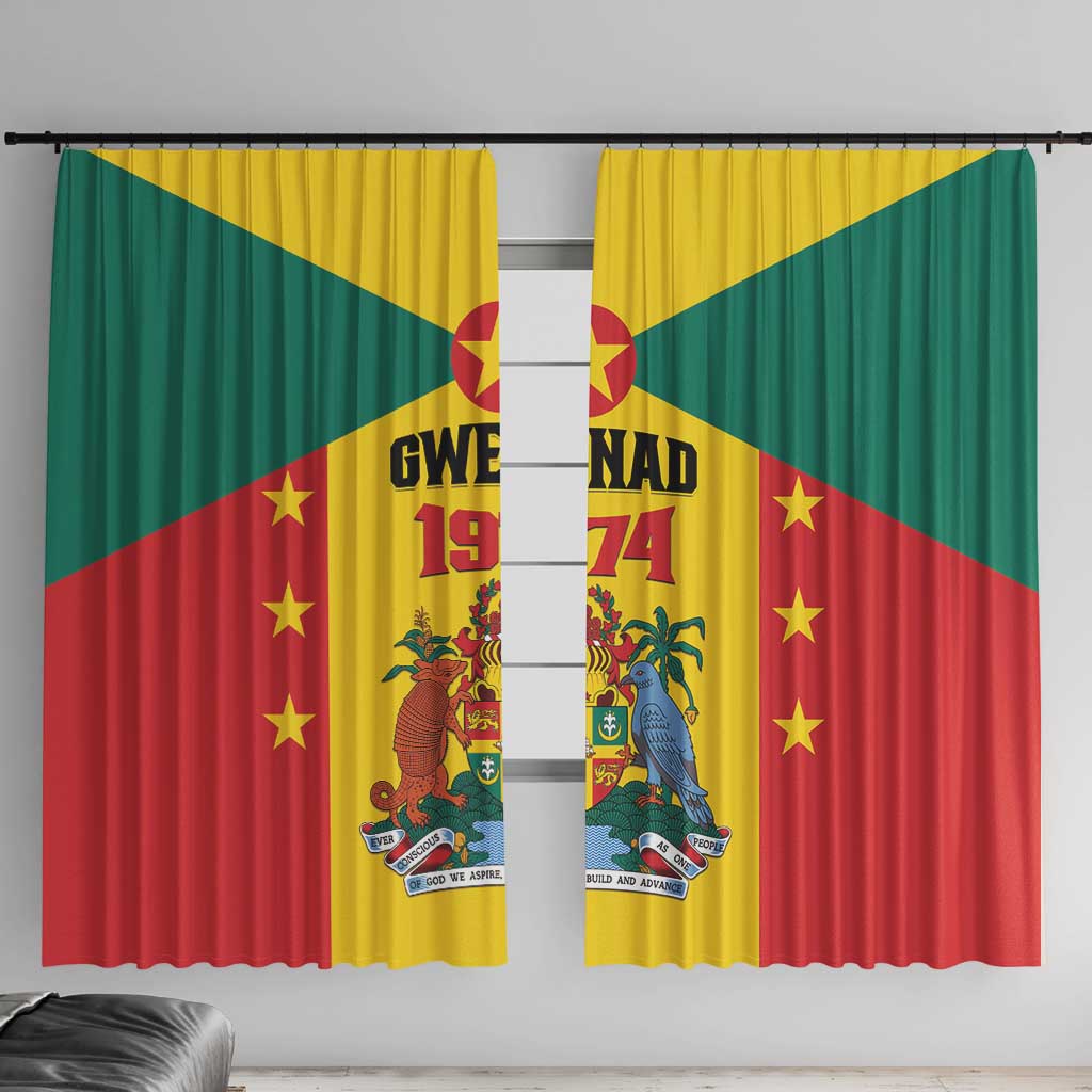 Gwenad Window Curtain Grenada Coat Of Arms Flag Style - Wonder Print Shop