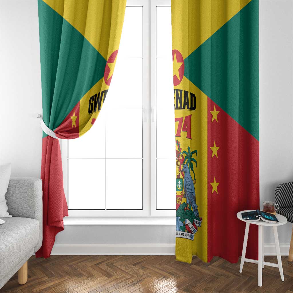 Gwenad Window Curtain Grenada Coat Of Arms Flag Style - Wonder Print Shop