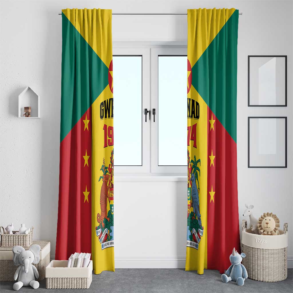 Gwenad Window Curtain Grenada Coat Of Arms Flag Style - Wonder Print Shop