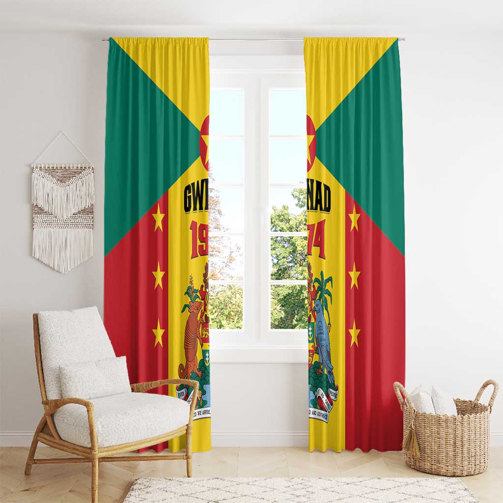 Gwenad Window Curtain Grenada Coat Of Arms Flag Style - Wonder Print Shop