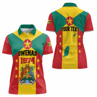 Personalized Gwenad Women Polo Shirt Grenada Coat Of Arms Flag Style - Wonder Print Shop