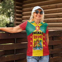 Personalized Gwenad Women Polo Shirt Grenada Coat Of Arms Flag Style - Wonder Print Shop