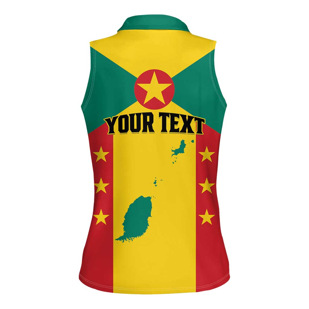 Personalized Gwenad Women Sleeveless Polo Shirt Grenada Coat Of Arms Flag Style - Wonder Print Shop