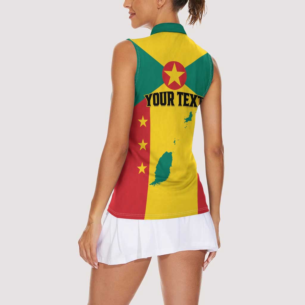 Personalized Gwenad Women Sleeveless Polo Shirt Grenada Coat Of Arms Flag Style - Wonder Print Shop