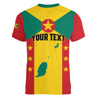 Personalized Gwenad Women V-Neck T-Shirt Grenada Coat Of Arms Flag Style - Wonder Print Shop