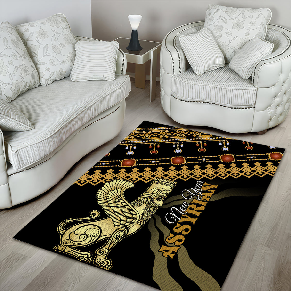 Assyrian New Year Area Rug Akitu 6774 Kha B Nissan - Wonder Print Shop