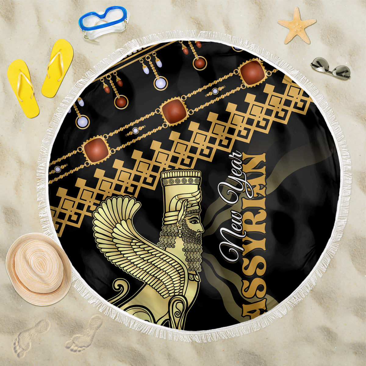 Assyrian New Year Beach Blanket Akitu 6774 Kha B Nissan - Wonder Print Shop