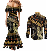 Assyrian New Year Couples Matching Mermaid Dress and Long Sleeve Button Shirt Akitu 6774 Kha B Nissan