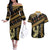 Assyrian New Year Couples Matching Off The Shoulder Long Sleeve Dress and Hawaiian Shirt Akitu 6774 Kha B Nissan - Wonder Print Shop