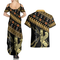Assyrian New Year Couples Matching Summer Maxi Dress and Hawaiian Shirt Akitu 6774 Kha B Nissan - Wonder Print Shop