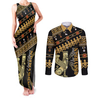Assyrian New Year Couples Matching Tank Maxi Dress and Long Sleeve Button Shirt Akitu 6774 Kha B Nissan - Wonder Print Shop