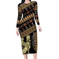 Assyrian New Year Family Matching Long Sleeve Bodycon Dress and Hawaiian Shirt Akitu 6774 Kha B Nissan - Wonder Print Shop