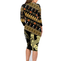 Assyrian New Year Family Matching Long Sleeve Bodycon Dress and Hawaiian Shirt Akitu 6774 Kha B Nissan - Wonder Print Shop